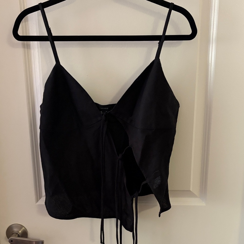 Forever 21 Elegant Black Tie-Front Camisole